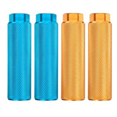 Imagem de HARFINGTON 2 pares de pinos de bicicleta de liga de alumínio para acrobacias traseiras antiderrapantes suportes de assento traseiro servem para eixos de 9,5 mm para mountain bike, azul celeste e