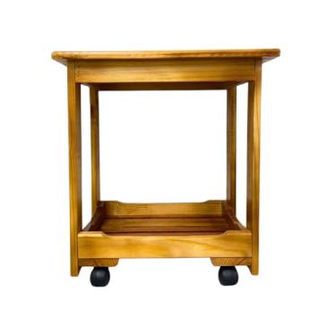 Imagem de Aparador Bar Carrinho Multiuso Organizador Buffet Com Rodízios Mesa de Centro Madeira Maciça - Buffet Móvel para Sala/Cozinha - 80x40x75cm