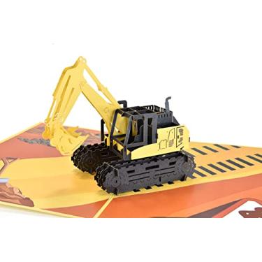 Imagem de Teabug Cards Cartão pop-up de escavadeira, cartão de aniversário 3D para trabalhadores da construção, arquitetos, crianças, dia dos pais