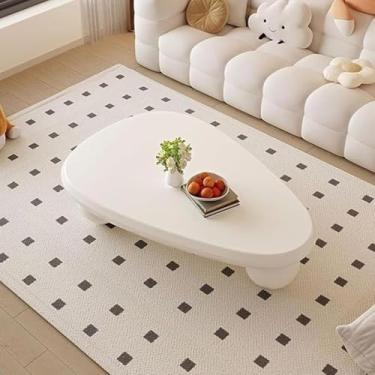 Imagem de Mesa de centro oval irregular em nuvem, mesa de chá de desenho animado, mesa de canto moderna com 3 pernas esféricas, mesa central para varanda, escritório, pátio, B, 100 cm