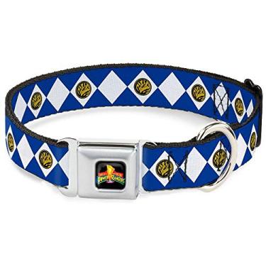 Imagem de Buckle-Down Coleira para cães com fivela de cinto de segurança – Ranger azul diamante – 2,54 cm de largura – serve para pescoço de 28 a 43 cm – Médio