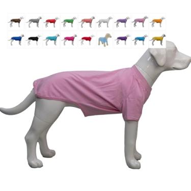 Imagem de Lovelonglong 2019 Trajes de animal de estimação Roupas de cachorro roupas em branco Camisetas para cães grandes médios pequenos 100% algodão 18 coresLovelonglong B-M (for Bulldog -25lbs) rosa