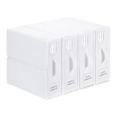 Imagem de DULLEMELO Pacote com 4 organizadores de lençóis dobráveis com janelas para armário de linho, organizadores de lençóis de tecido Oxford com etiquetas, sacos de armazenamento de lençóis brancos para