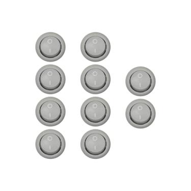 Imagem de 10 Botão Interruptor Redondo Para Móveis Embutir Liga/Desliga (Cinza)