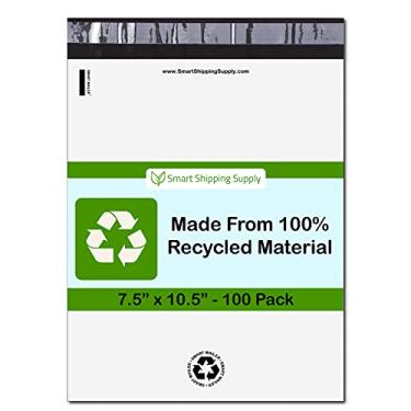 Imagem de Envelopes de poliéster reciclados SMART 7,5 x 10,5 - pacote com 100 sacos de correio brancos ecológicos | Materiais recicláveis e sustentáveis, fofos e elegantes para pequenas empresas | 2,5 mil de