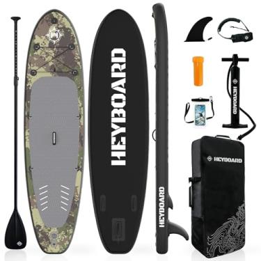 Imagem de HEYBOARD Prancha de stand up paddle inflável 10'6 "x 32" x 6 "stand up paddleboard com acessórios sup e mochila trela de deck antiderrapante suporte de câmera de bomba manual para jovens e a