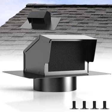 Imagem de Aberturas de telhado de 15 cm para casas - Aberturas de telhado removíveis de aço resistente com amortecedor de ar traseiro, aberturas de teto para sótão, exaustor de cozinha, secador e banheiro,