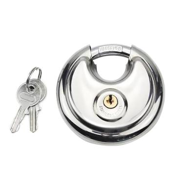 Imagem de RLECS 70 x 21 mm Prata Metal Cadeado Antifurto À Prova de Ferrugem Impermeável Porta de Madeira Cadeado Janela Cadeado Fechadura com 2 Chaves Adequado para Pods Sala de Armazenamento Garagem Galpões