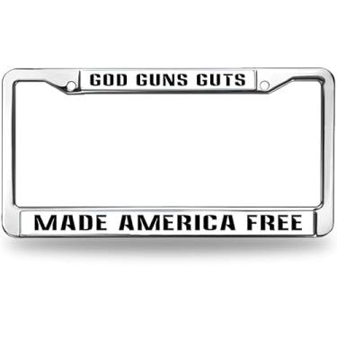 Imagem de Moldura para placa de licença God Made America Free Religious God Bless America Funny License Plate Frame Cross and Heart Weather-Proof License Plate Frame with Mounting Hardware Kit