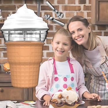 Imagem de Máquina de sorvete macio com colher de sorvete, tigela de congelamento rápido de 450ml, sorvete caseiro em 30 minutos, pá removível, operação silenciosa, formatos compactos e interessantes