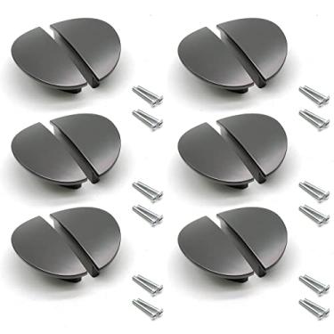 Imagem de Susenya Puxador de dedo, pacote com 12, gaveta de meia lua puxa centros de furos de 6,4 cm (C a C) Puxadores de armário semicírculo com parafusos, puxador de borda de gabinete puxador de semicírculo