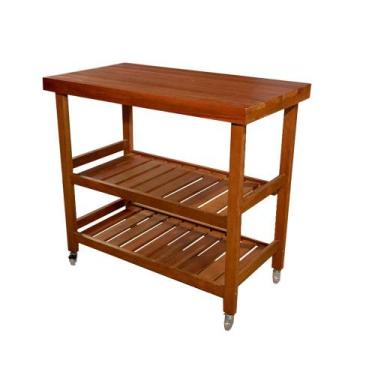 Imagem de Carrinho Gourmet Churrasco Madeira Maciça Eucalipto - Mesas Para Churr