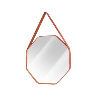 Imagem de Espelho Sextavado Moderno Decorativo 60 Cm + Pendurador - A.J, Caramel