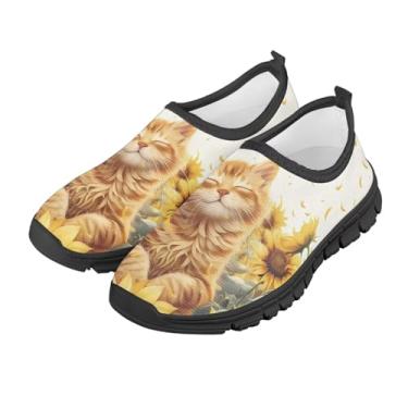 Imagem de GOSTONG Tênis infantil leve para corrida Sheos mocassins macios antiderrapantes casuais esportivos para caminhada tamanho 11-15, Girassóis de gato, 15 Little Kid