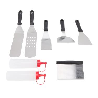 Imagem de Kit de acess¨®rios para chapa,raspador de esp¨¢tula para chapa 6 pe?as esp¨¢tulas 2 garrafas de a?o inoxid¨¢vel kit de limpeza chef kit de limpeza cabo resistente amplamente utilizado spatu de acamp,