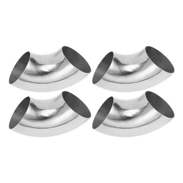 Imagem de Motoforti 4 peças 90 graus mandril curva cotovelo carro modificado tubo de escape tubulação 7.6 cm espessura OD 1,2 mm/18GA 76x185x1,2 mm 304 aço inoxidável tom prata