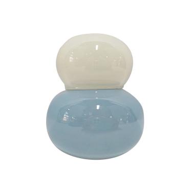 Imagem de Garrafa Decorativa de Vidro Branco e Azul 10cm BX0012 BTC