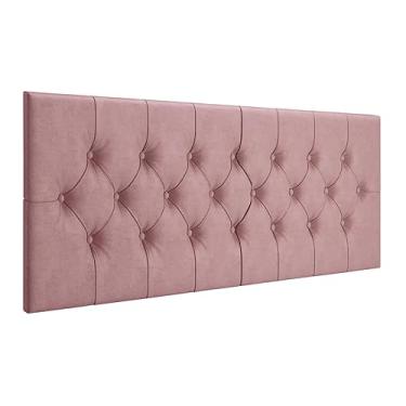 Imagem de Cabeceira Modulada Suspensa Embutida Parede Estofada Macia Suede Cama Box Casal Quarto 1.40 (Rosa)