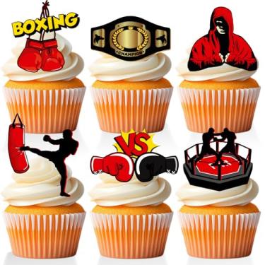 Imagem de 18 PCS Boxing Cupcake Toppers for Kids Baby Shower Adults Retirement Party Supplies Wrestling Cake Decor Picks Boxing Birthday Party Decorations