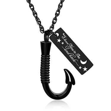 Imagem de Colar memorial com pingente de urna de cremação de anzol para cinzas Colar de cremação de urna de peixe, Metal, Sem Pedra Preciosa