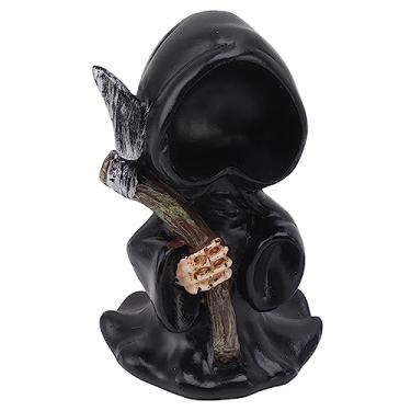 Imagem de Estatueta de Escultura de Ceifador Grim, Decoração Gótica de Halloween Com Foice, Decoração de Estante de Estante de Boi para Exibição Externa Interna (Ficar)