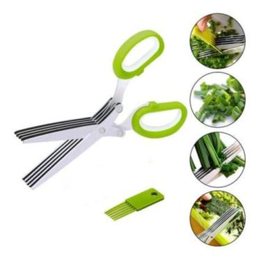 Imagem de Tesoura De Cozinha P/ Cortar Picar Legumes Verdura 5 Lâminas - OI VIDA
