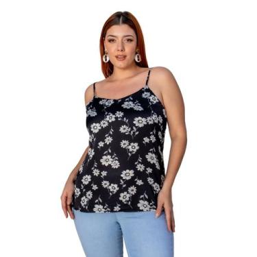 Imagem de Regata Plus Size Alcinha Crepe Estampada com Alça Regulável Premium - 