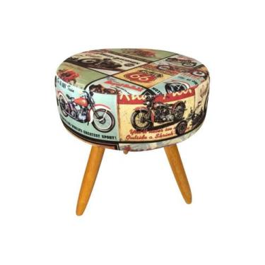 Imagem de Puff Puf Decorativo Lavínia Redondo Suede Moto Pés Palito Madeira Mz D