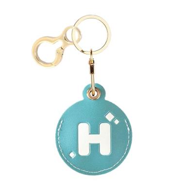 Imagem de Capa com porta-chaves de couro com letra inicial personalizada compatível com AirTag, linda capa protetora de ar com chaveiro, rastreador GPS antiarranhões, carteira para chaves de animais de