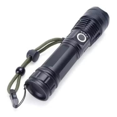 Imagem de Lanterna Tática LED T9 Recarregável USB, com Indicador de Bateria, Alta Potência, Preta