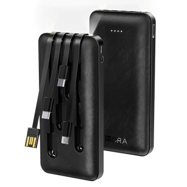 Imagem de Power Bank Bateria Portátil 1Hora Preto, com Cabo Usb A, Micro Usb, Lightning e Tipo C Integrados, Carregamento Rápido e Ampla Compatibilidade