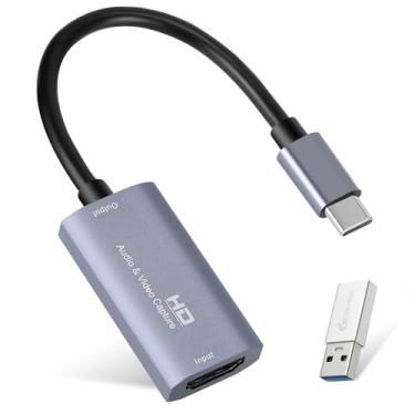 Imagem de GUERMOK Placa de captura de vídeo, USB 3.0 HDMI para cartão de captura de áudio USB C, dispositivos de captura 4K 1080P60 para gravador de vídeo de transmissão ao vivo, compatível com sistema Windows