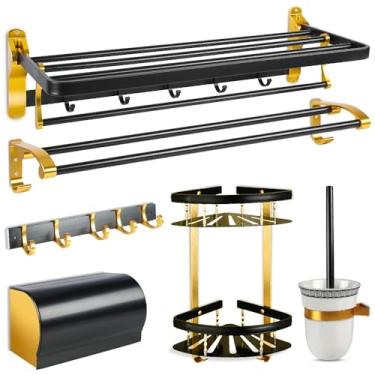 Imagem de Conjunto de Acessórios de Banheiro, Toalheiro Duplo Inox, 6 Kit Banheiro, Porta Toalha Banheiro, Acessórios para Banheiro, Banheiro, Kit Banheiro Acessórios, Porta Shampoo para Banheiro