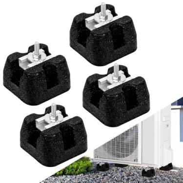 Imagem de POIUNA Pacote com 4 miniblocos divididos para 9000-60000BTU, base de borracha à prova de choque para montagem no chão, kit de almofada de ar condicionado, carga máxima de 544 kg para unidades