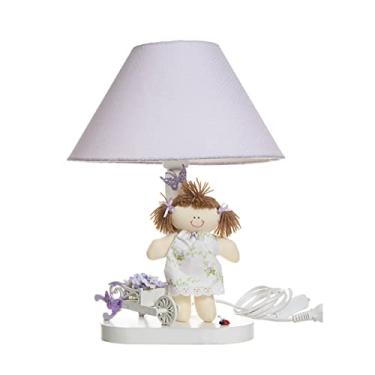 Imagem de Abajur Madeira Menina Com Carriola Lilás