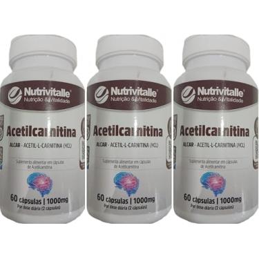 Imagem de Acetilcarnitina Nutrivitalle 60 Cápsulas Kit 3 Unidades
