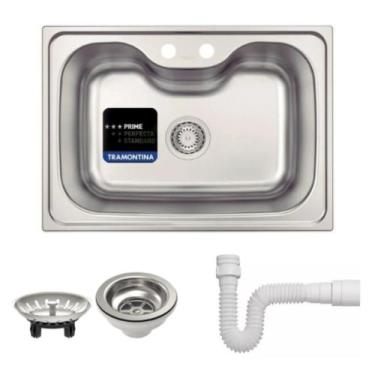 Imagem de Cuba Tramontina Morgana 69x49 Inox Prime Pia Cozinha Acetinada Fx 60 E