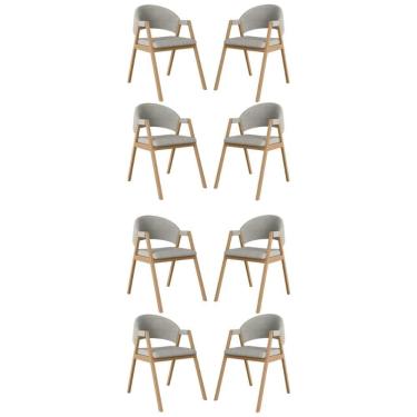 Imagem de Kit 8 Cadeiras Suellen Luxo Reforçada Mesa De Jantar Linho Cinza Claro