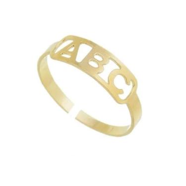 Imagem de Anel Regulável Abc Infantil Banhado A Ouro - Anel Formatura