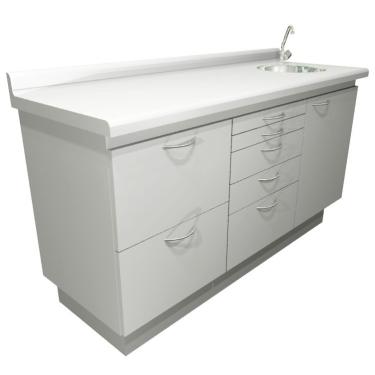 Imagem de Móvel Odontológico Triplo Com Pia Gavetas E Basculantes