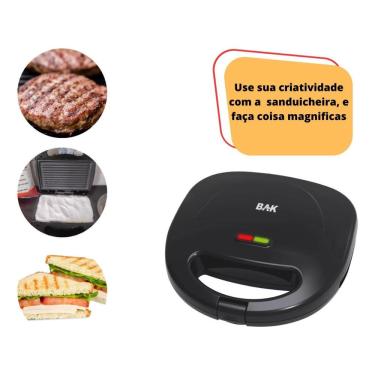 Imagem de Sanduicheira Elétrica Antiaderente Grill Bak 110V