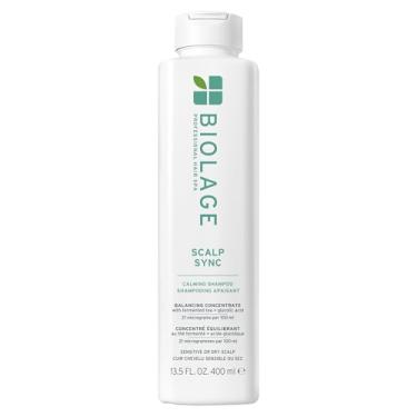 Imagem de Biolage Shampoo calmante Scalp Sync – Limpa suavemente o couro cabeludo seco e sensível, hidrata e acalma, mistura de chá fermentado e ácido glicólico, vegano e livre de parabenos, 45 ml, a embalagem