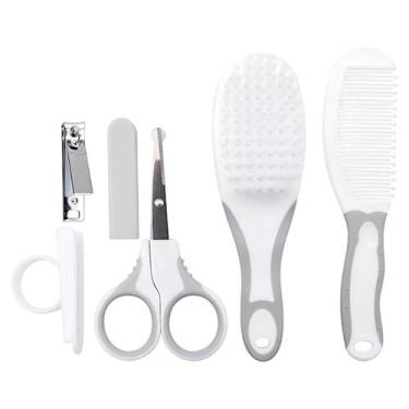 Imagem de Kit Cuidado Higiene Bebê Escova Pente Cortador de Unhas Buba, Cinza