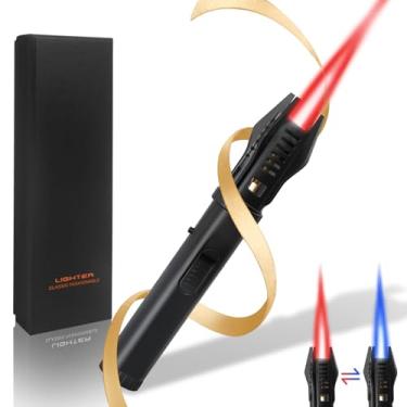 Imagem de Lamsen Isqueiro com sabre de luz – Tocha de cozinha recarregável de butano, chama ajustável, maçarico à prova de vento, trava de segurança, para churrasco, brulee, cozinhar