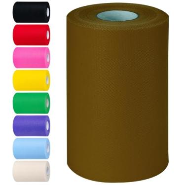 Imagem de Rolos de tecido de tule marrom 15 cm por 100 jardas (91,4 m) Tecido de carretel de rolo de tule para saia tutu faça você mesmo chá de bebê festa de aniversário decorações de casamento suprimentos de