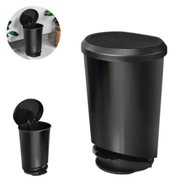 Imagem de Lixeira Preta 10L com Pedal Ecológica Prática e Durável Ideal para Coz