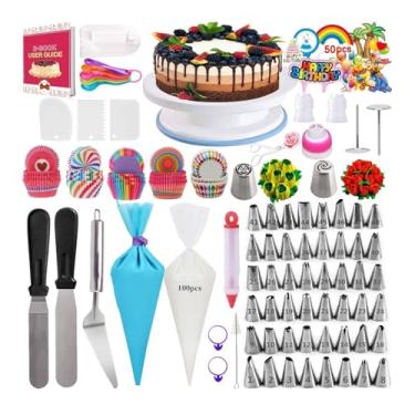 Imagem de FINYQBET Conjunto Completo De Decoração De Bolos - 322 Peças, kit confeiteiro iniciante, Ideal para Aniversários, Casamentos e Festas em Família, Presentes ideais para mulheres e crianças