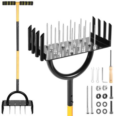 Imagem de rosgel Aerador De Gramado 2 Em 1, Ferramenta Aeradora Manual Núcleo Para Com 24 Pontas, Adequada Ventilação Gramado, Afrouxamento Solo Jardim E Tratamento Compacto, Revitaliza A Saúde Do