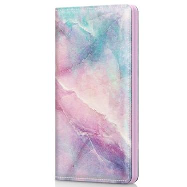 Imagem de Pisypox Capa para talão de cheques pessoal, capas de livro de cheques de couro estampadas para mulheres e homens, com suporte de caneta e divisor de plástico transparente integrado para cheques