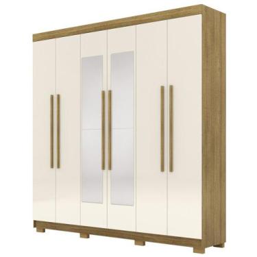 Imagem de Guarda Roupa Casal 218cm Com Espelho Elegance Nature/Champanhe - Vila 